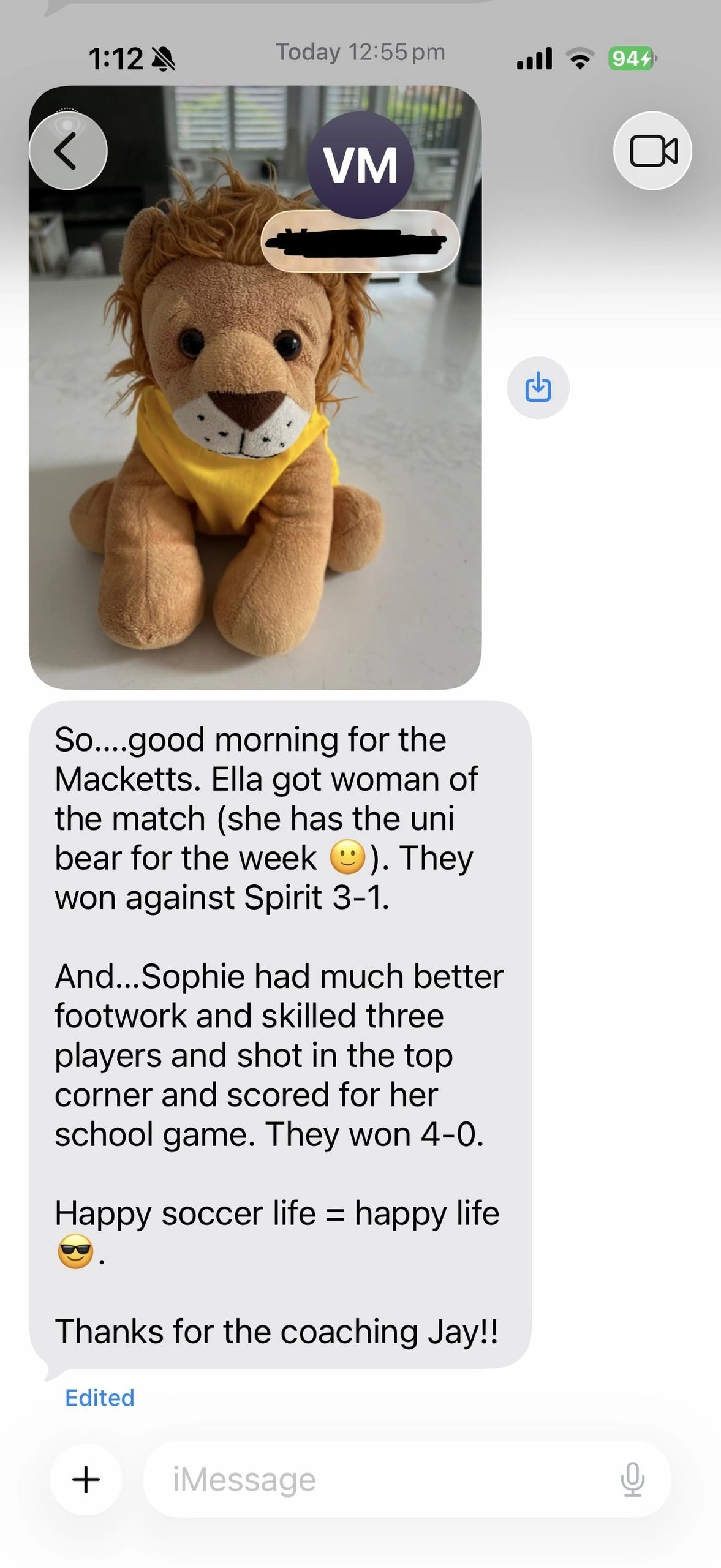 Parent feedback: Ella got woman of the match and Sophie scored for her school game. Thanks for the coaching Jay!